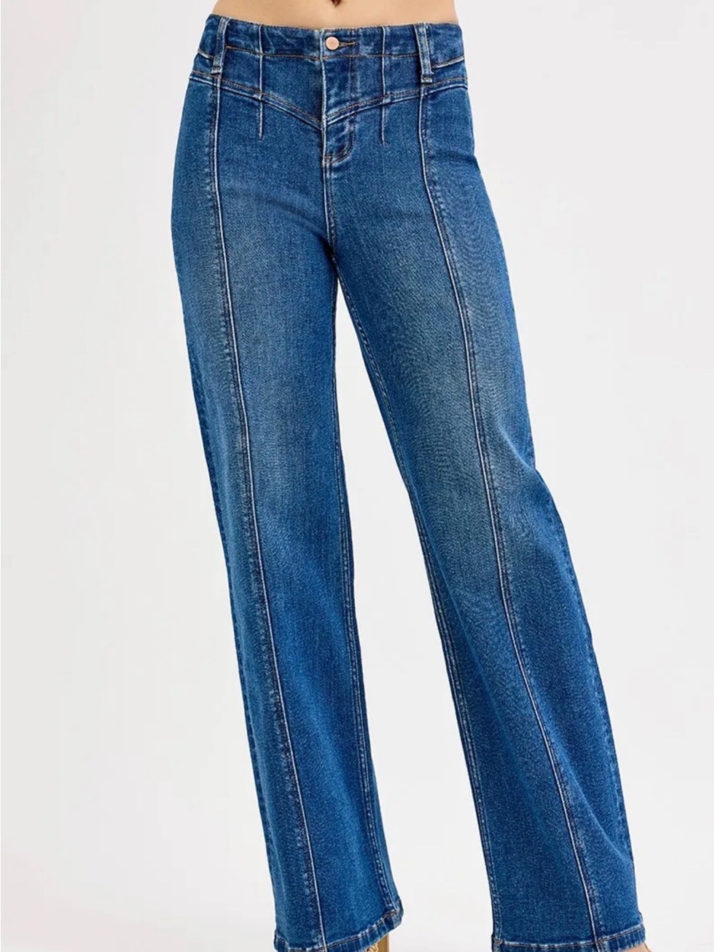 RISEN Seam Detail Wide Leg Jeans